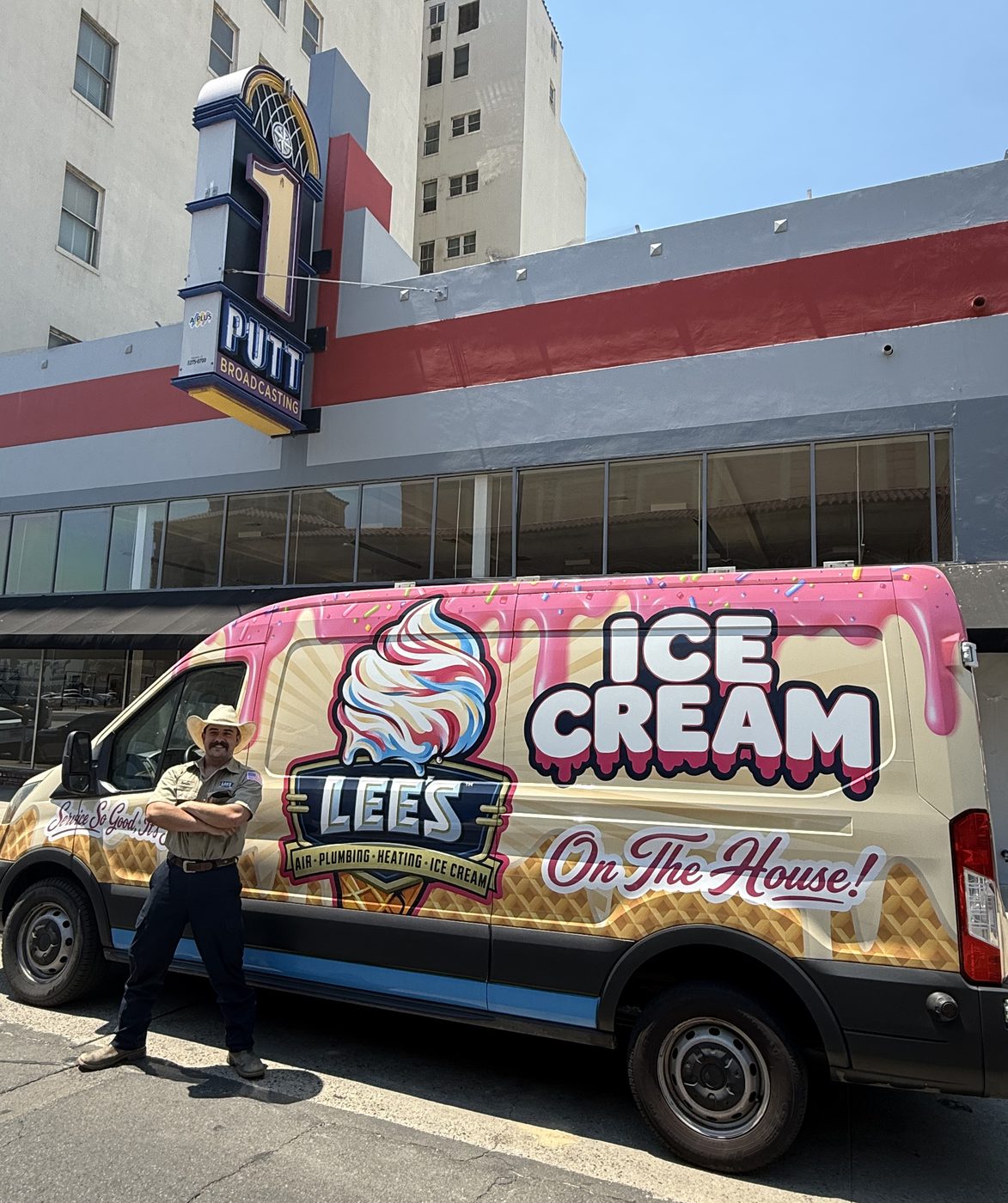 The Lee's ice cream truck at a community stop