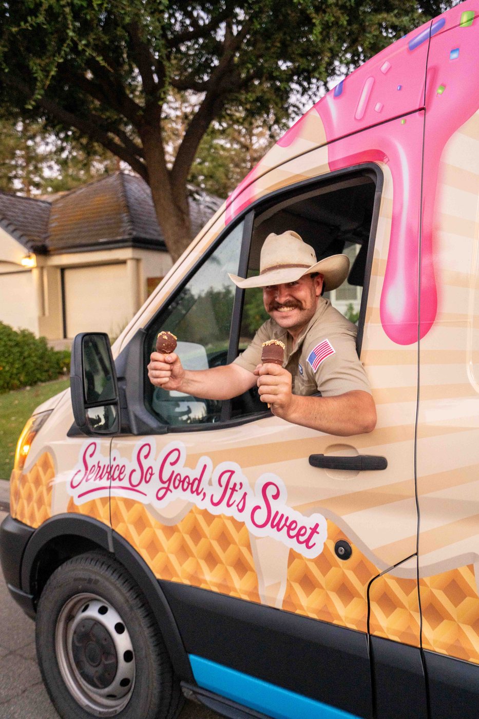Spencer with the Lee's ice cream truck